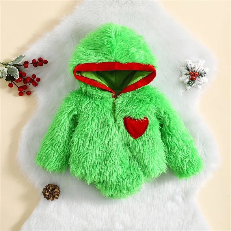 Suefunskry Baby Girls Boys Christmas Hooded Romper Green Furry Embroidery Heart Print Long Sleeve Bodysuit Winter Warm Clothes
Suefunskry Baby Girls Boys Christmas Hooded Romper Green Furry Embroidery Heart Print Long Sleeve Bodysuit Winter Warm Clothes