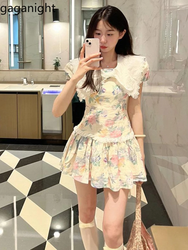 Gaganight Mini Dresses Women Peter Pan Collar Floral Sweet Elegant Lace Patchwork Puff Short Sleeve Spring Summer Dress Female
Gaganight Mini Dresses Women Peter Pan Collar Floral Sweet Elegant Lace Patchwork Puff Short Sleeve Spring Summer Dress Female