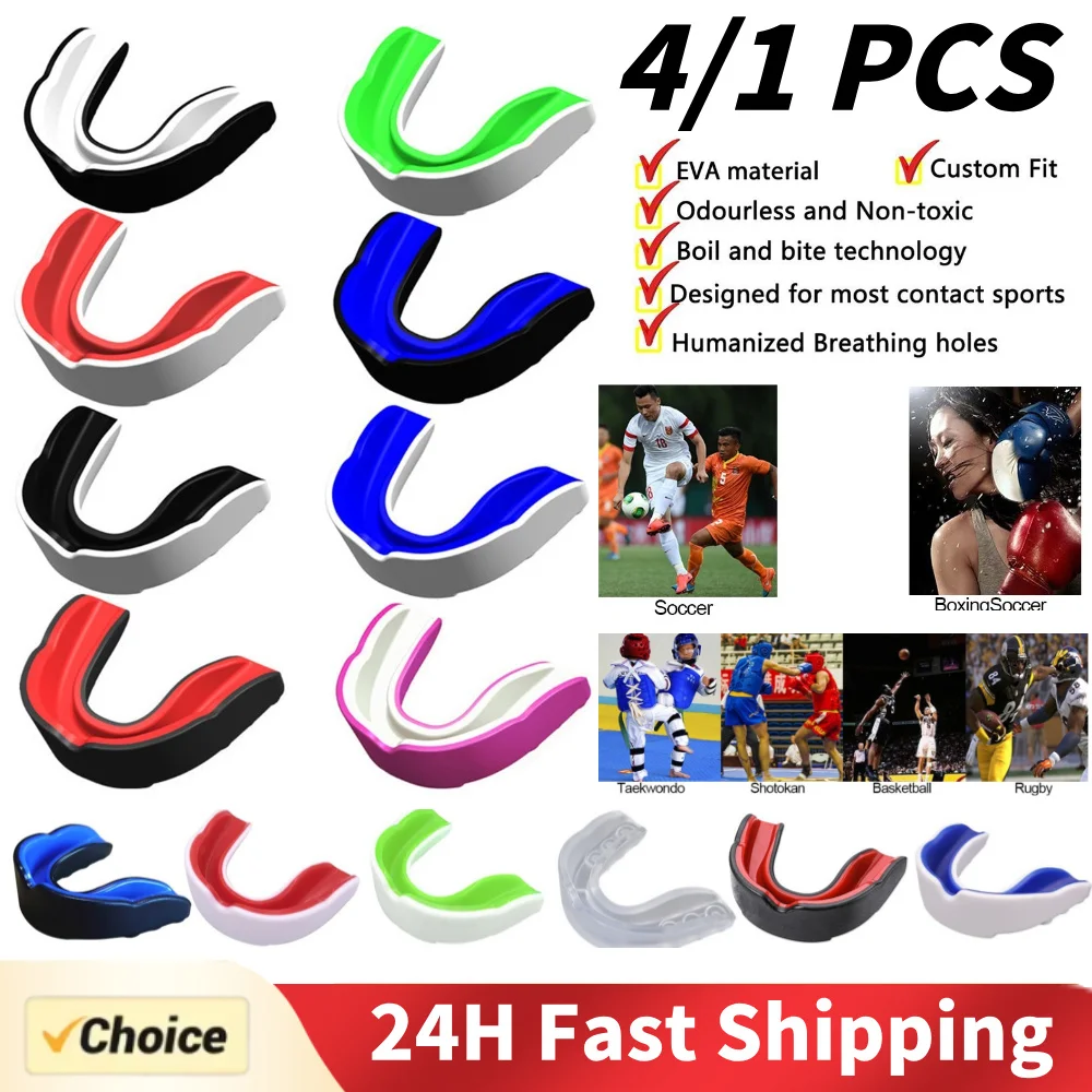 4Pcs Boxing Gum Shield Mouth Guard Combat Sports Mouth Guard Sports Mouthguard for Football Wrestling Hockey Lacrosse Boxing
4Pcs Boxing Gum Shield Mouth Guard Combat Sports Mouth Guard Sports Mouthguard for Football Wrestling Hockey Lacrosse Boxing