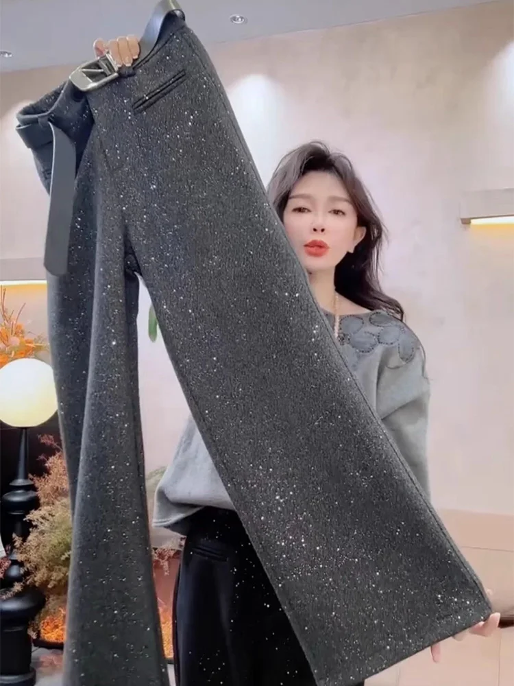 Весенние повседневные брюки с высокой талией и широкими штанинами для женщин больших размеров, прямые брюки с пайетками, эффект похудения, повседневные брюки-кюлоты.
Весенние повседневные брюки с высокой талией и широкими штанинами для женщин больших размеров, прямые брюки с пайетками, эффект похудения, повседневные брюки-кюлоты.