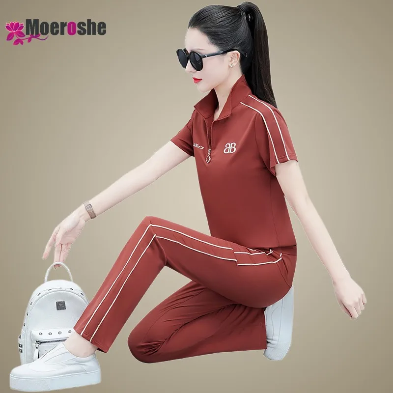 Sportswear Suit Women's POLO Shirt Summer 2024 New Slim Short-sleeved Trousers Casual Two-piece Set Pants Sets Sports 2-piece
Sportswear Suit Women's POLO Shirt Summer 2024 New Slim Short-sleeved Trousers Casual Two-piece Set Pants Sets Sports 2-piece