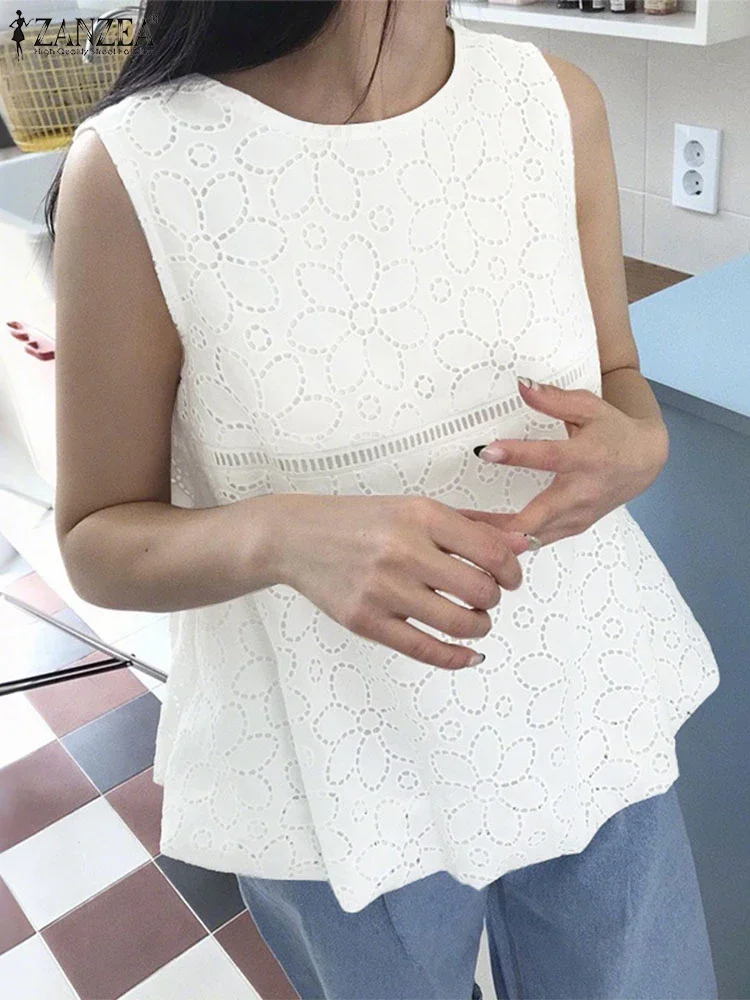 2025 Women Elegant Sleeveless Lace Crochet Blouse ZANZEA Summer Tanks Tops Stylish Solid Holiday Beach Shirt Female Work Camis
2025 Women Elegant Sleeveless Lace Crochet Blouse ZANZEA Summer Tanks Tops Stylish Solid Holiday Beach Shirt Female Work Camis