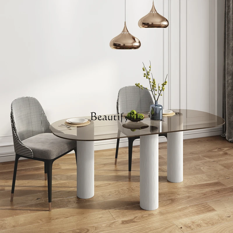 Light luxury modern tempered glass dining table transparent Nordic Italian minimalist style household dining table
Light luxury modern tempered glass dining table transparent Nordic Italian minimalist style household dining table