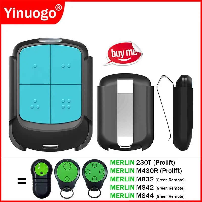 MERLIN M832 M842 M844 Garage Door Remote Control 433.92MHz Rolling Code Programming MERLIN 230T M430R Prolift Opener Receiver