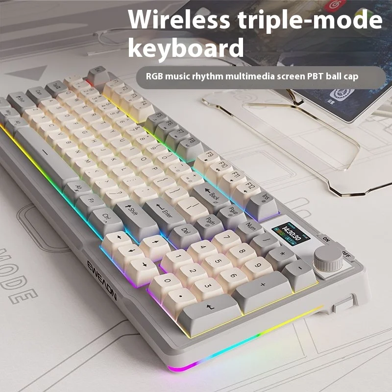 V98 Wireless Bluetooth Mechanical Touch Keyboard Silent Office Computer Game Keyboard 2.4g Wireless and 5.0 Bluetooth RGB
V98 Wireless Bluetooth Mechanical Touch Keyboard Silent Office Computer Game Keyboard 2.4g Wireless and 5.0 Bluetooth RGB