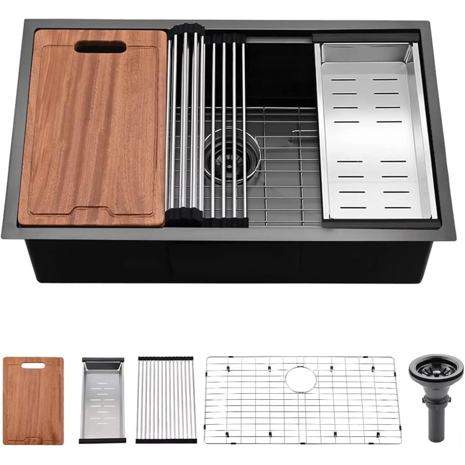 30 英寸 Black Undermount Kitchen Sink Workstation- 30X19 Undermount Workstation Sink Black Stainless Steel Kitchen Sink 16 Gaug
30 英寸 Black Undermount Kitchen Sink Workstation- 30X19 Undermount Workstation Sink Black Stainless Steel Kitchen Sink 16 Gaug