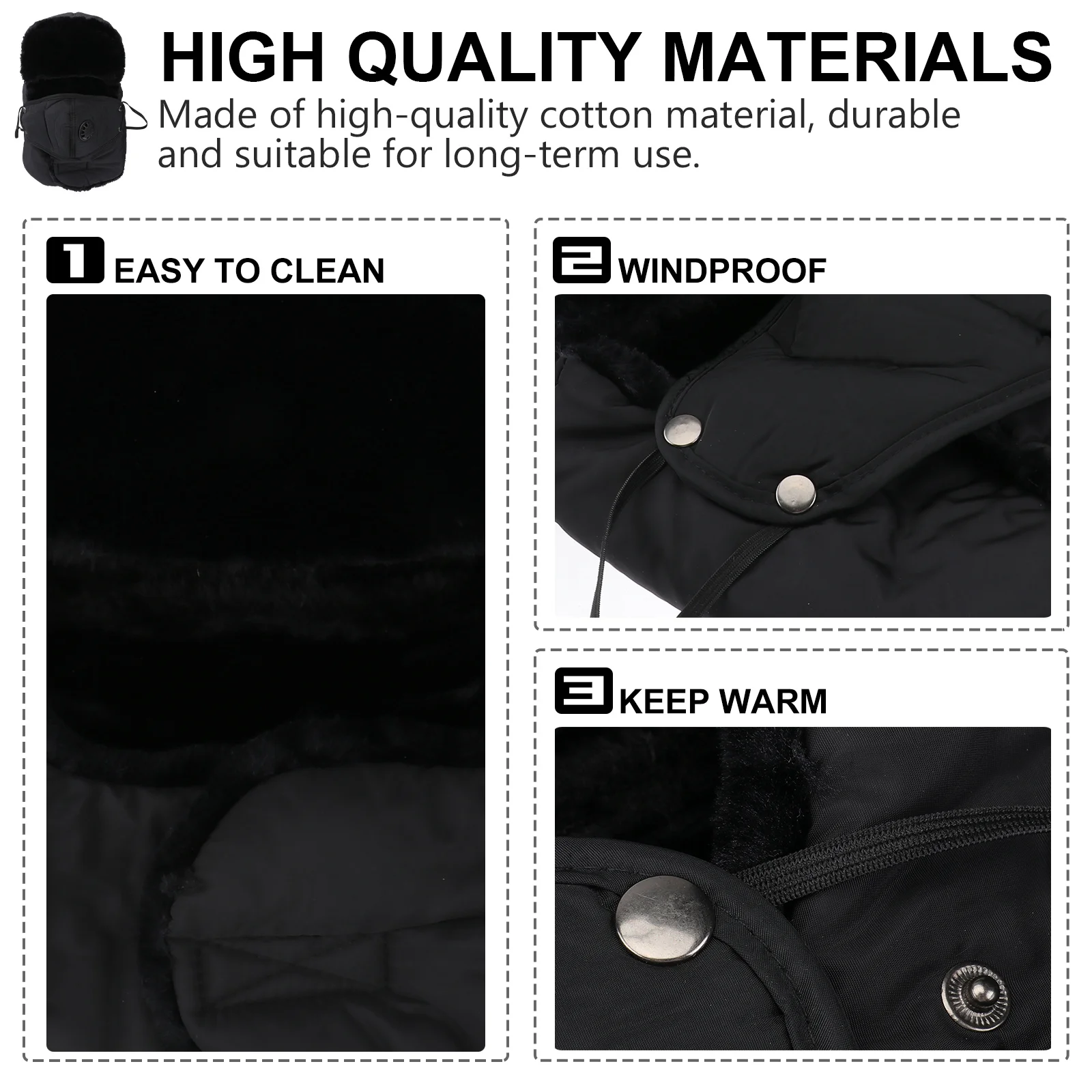 Black Winter Outdoor Cold Hat Thickened Warm Windproof for Men Women Skiing Cycling Hiking Snowboarding
Black Winter Outdoor Cold Hat Thickened Warm Windproof for Men Women Skiing Cycling Hiking Snowboarding