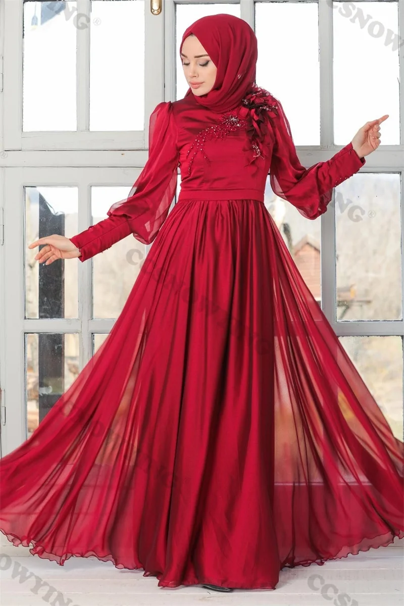 Long Sleeve Muslim Evening Dress Arabic Dubai Chiffon Appliques Hijab Prom Formal Party Gown Women High Neck Moroccan Caftan
Long Sleeve Muslim Evening Dress Arabic Dubai Chiffon Appliques Hijab Prom Formal Party Gown Women High Neck Moroccan Caftan