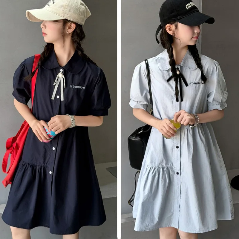 2026 new childrens College style blue shirt dress girls summer short sleeved sweet princess dresses 4-14
2026 new childrens College style blue shirt dress girls summer short sleeved sweet princess dresses 4-14
