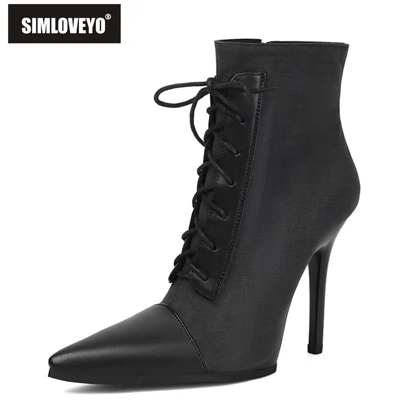 SIMLOVEYO New Fmeale Ankle Boots Pointed Toe 11cm Thin High Heels Zipper Lace Up Mixed Color Plus Size 40 41 Party Short Fall
SIMLOVEYO New Fmeale Ankle Boots Pointed Toe 11cm Thin High Heels Zipper Lace Up Mixed Color Plus Size 40 41 Party Short Fall