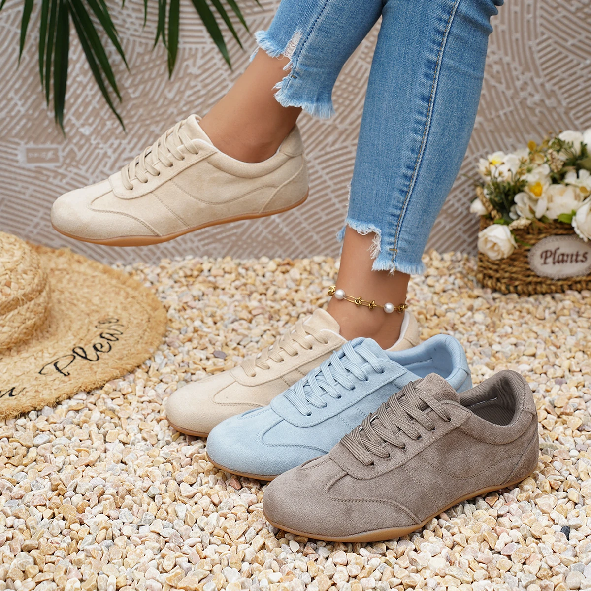 2026 New Women Natural Suede Sneakers Lace-up Soft Comfort Casual Walking Driving Shoes Female Footwear
2026 New Women Natural Suede Sneakers Lace-up Soft Comfort Casual Walking Driving Shoes Female Footwear