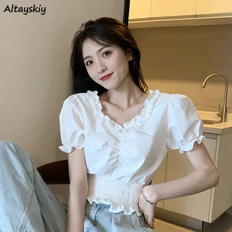 Short Sleeve Blouse Women Slim Sweet Simple Crop Tops Edible Tree Fungus V-neck Casual Summer Korean Style Fashion Y2k Retro
Short Sleeve Blouse Women Slim Sweet Simple Crop Tops Edible Tree Fungus V-neck Casual Summer Korean Style Fashion Y2k Retro