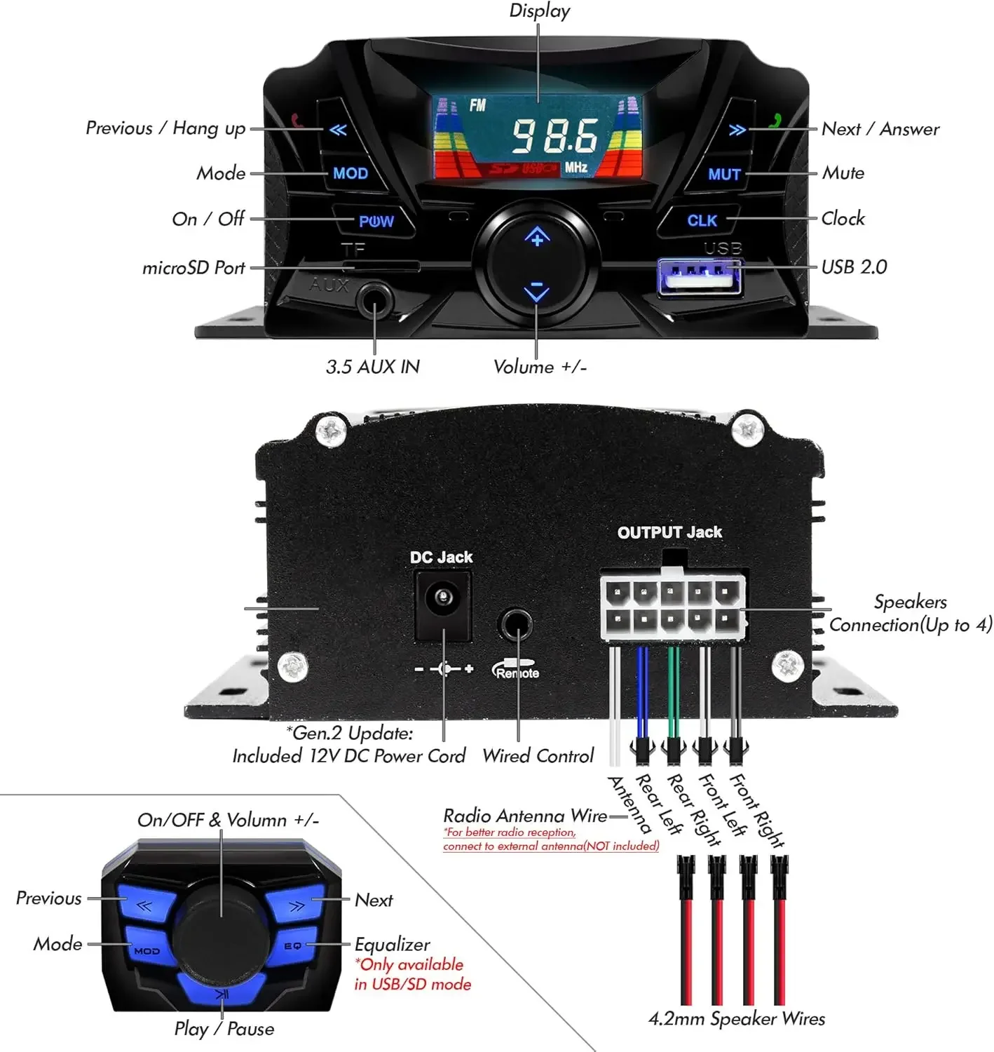 TS3 Gen.3 Мотоциклетные всепогодные Bluetooth-динамики 7/8-1,25 дюйма. Крепление на руль MP3-плеер Звук Аудио Стереоусилитель
TS3 Gen.3 Мотоциклетные всепогодные Bluetooth-динамики 7/8-1,25 дюйма. Крепление на руль MP3-плеер Звук Аудио Стереоусилитель