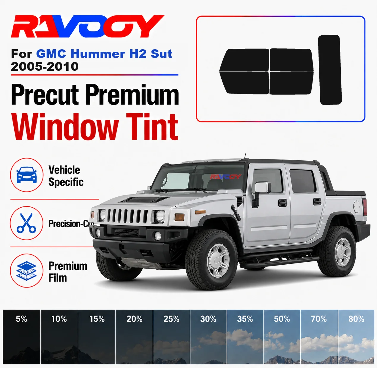 Premium Precut Window Tint Kit Front Rear Windows Rear Windshield For GMC Hummer H2 Sut 2005-2010 Complete Set Nano Ceramic Film
Premium Precut Window Tint Kit Front Rear Windows Rear Windshield For GMC Hummer H2 Sut 2005-2010 Complete Set Nano Ceramic Film