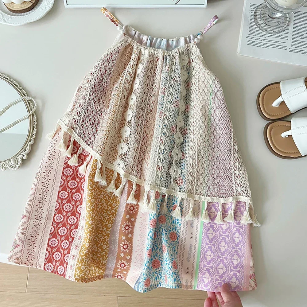 2-8Y Kids Girls Dress 2025 Summer Boho Style Print Sleeveless Hallow Out Tassel Dresses Children Clothes Baby Girl Beach Dress
2-8Y Kids Girls Dress 2025 Summer Boho Style Print Sleeveless Hallow Out Tassel Dresses Children Clothes Baby Girl Beach Dress