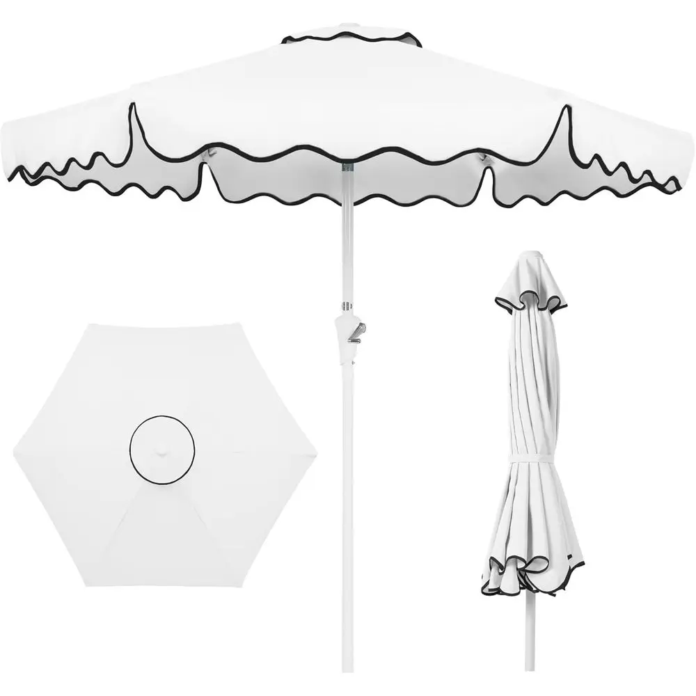 7.5ft Wavy Trim Patio Umbrella - UV-Resistant 210g, Crank & Wind Vent, Heavy-Duty White
7.5ft Wavy Trim Patio Umbrella - UV-Resistant 210g, Crank & Wind Vent, Heavy-Duty White