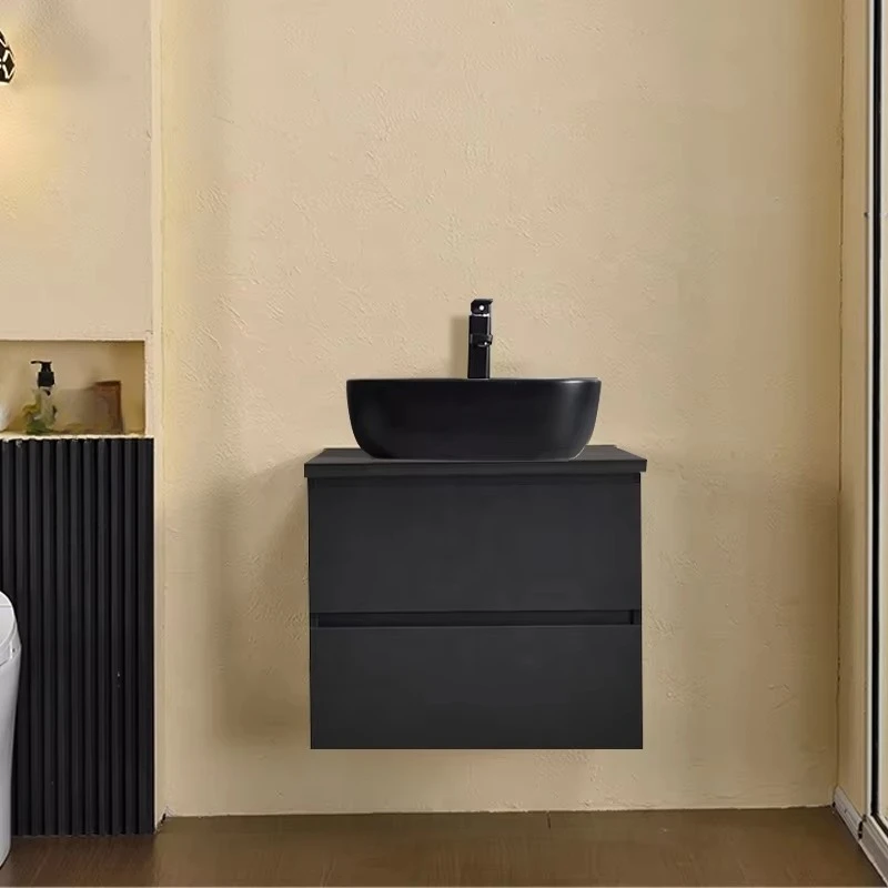 Black Wood Bathroom Vanity Floating Bathroom Vanity Cabinet With Drawer and Black Ceramic Basin
Black Wood Bathroom Vanity Floating Bathroom Vanity Cabinet With Drawer and Black Ceramic Basin