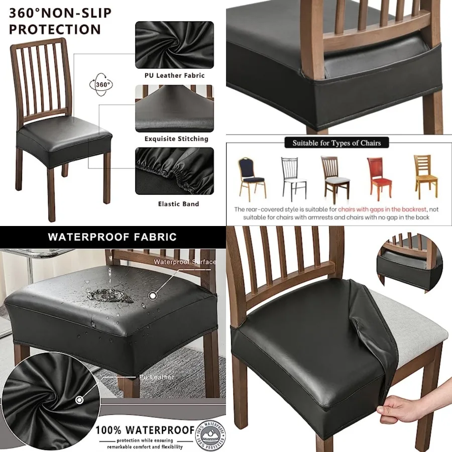 Waterproof Seat Covers for Dining Room Chairs Set of 6, Pu Leather Chair Seat Slipcovers Dining Chair Cover Removable Washable
Waterproof Seat Covers for Dining Room Chairs Set of 6, Pu Leather Chair Seat Slipcovers Dining Chair Cover Removable Washable