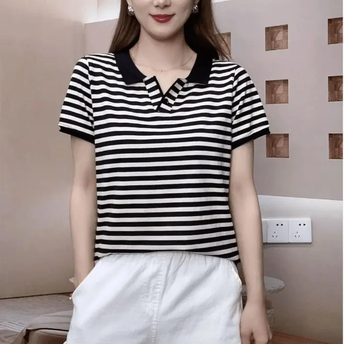 Summer new fashion elegant ladies t-shirt short sleeve cotton top slim fit slim T-shirt
Summer new fashion elegant ladies t-shirt short sleeve cotton top slim fit slim T-shirt
