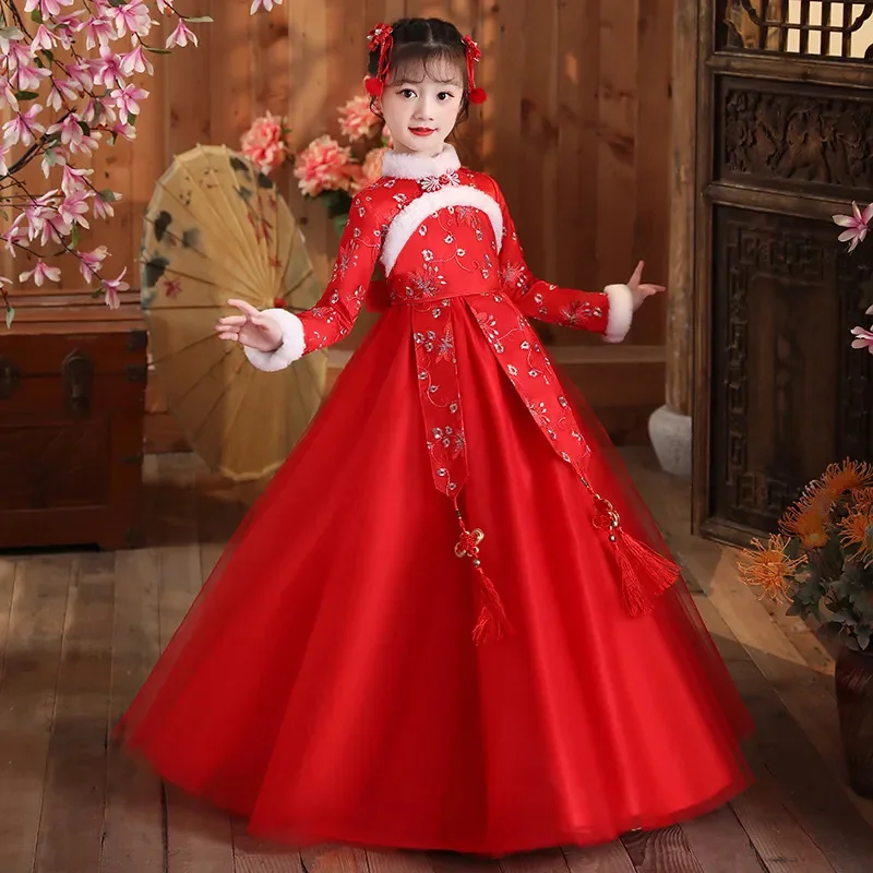 Зимнее бархатное платье Hanfu в китайском стиле для девочек, костюм Тан, детское платье-Ципао с вышивкой, Новогодняя одежда 2024 120-170
Зимнее бархатное платье Hanfu в китайском стиле для девочек, костюм Тан, детское платье-Ципао с вышивкой, Новогодняя одежда 2024 120-170