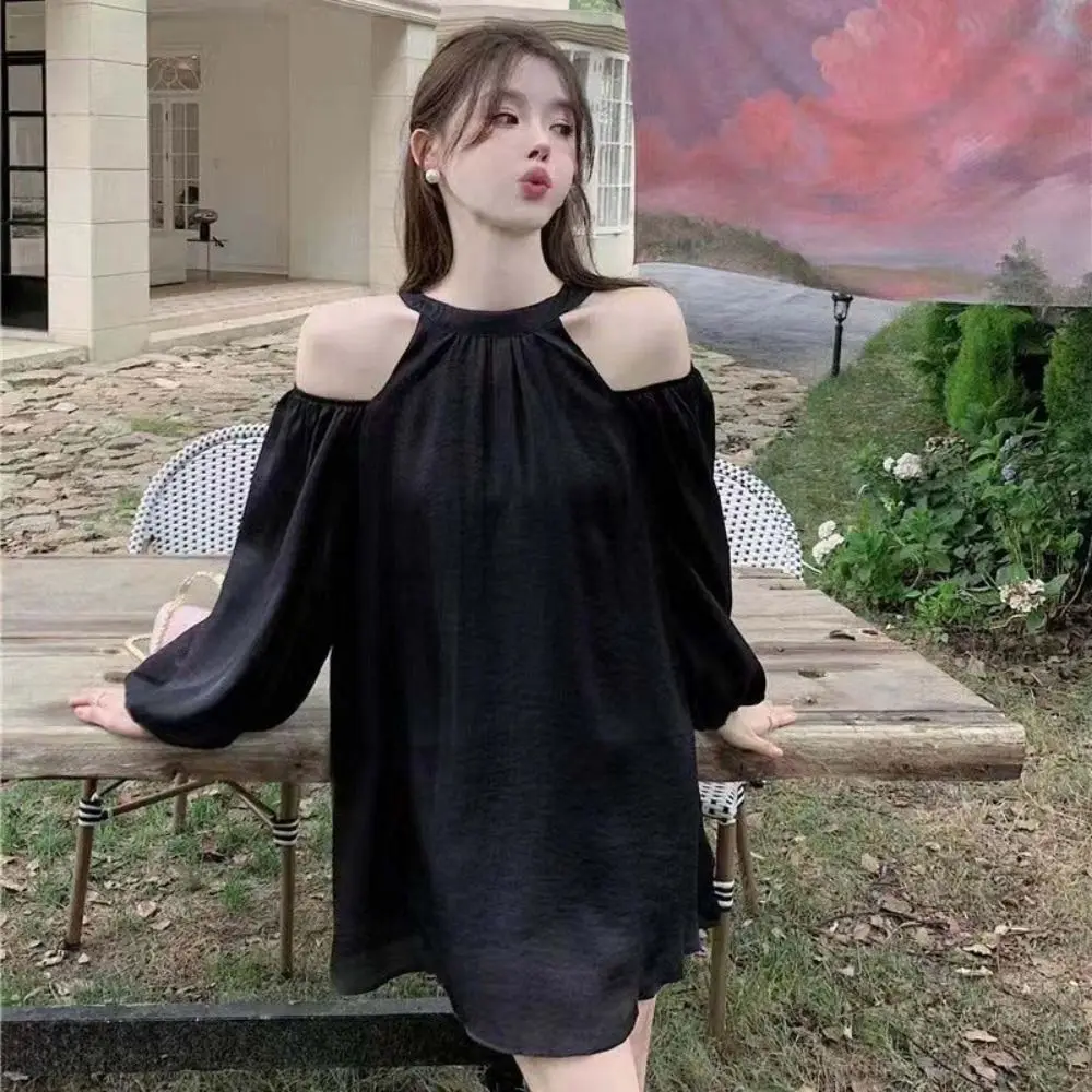 Sweet Lantern Sleeve Off Shoulder Halter Dress Korean Style Elegant Halter Mini Dress Beachwear Thin A-line Short Skirt Beach
Sweet Lantern Sleeve Off Shoulder Halter Dress Korean Style Elegant Halter Mini Dress Beachwear Thin A-line Short Skirt Beach