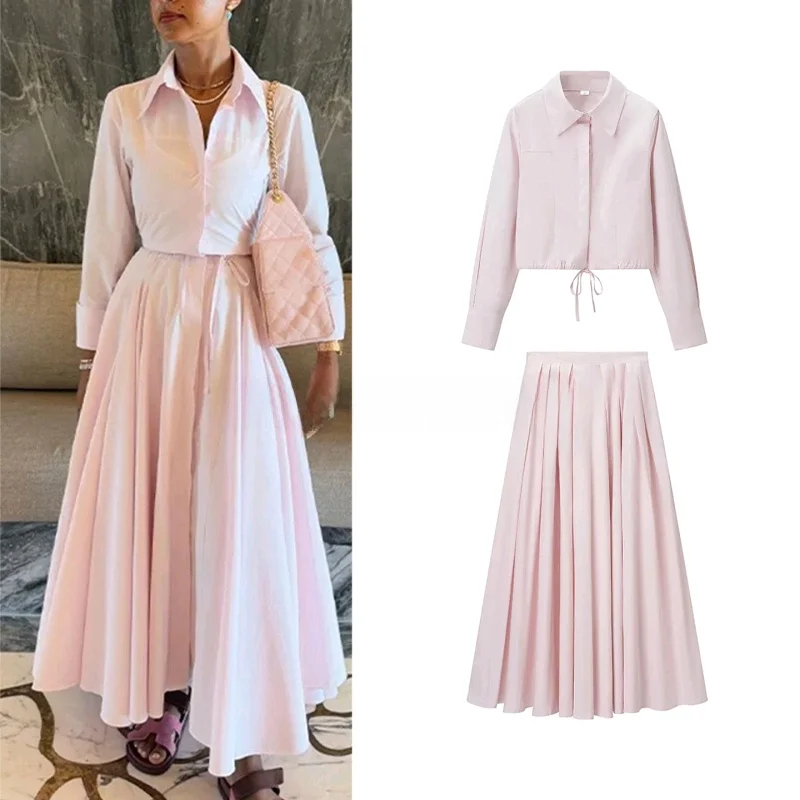 Новый осенний нежный женский длинный топ с отложным воротником Sve, юбка-миди с высокой талией, комплект из двух предметов, модная повседневная одежда
Новый осенний нежный женский длинный топ с отложным воротником Sve, юбка-миди с высокой талией, комплект из двух предметов, модная повседневная одежда