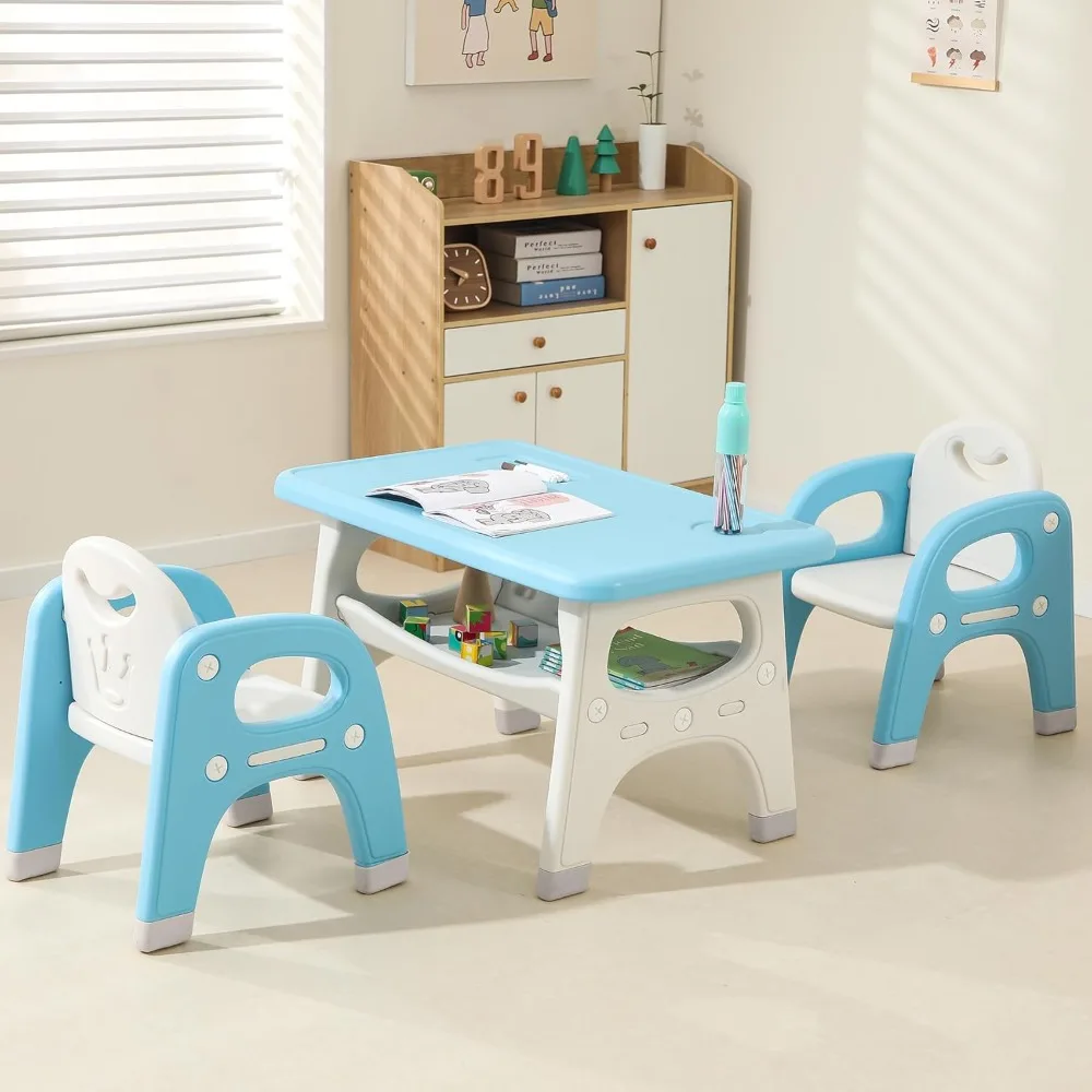 Kids Table and 2 Chairs Set, Toddlers Table and Chairs Set with Large Built-in Storage Shelf, Kids Activity Table for Reading, D
Kids Table and 2 Chairs Set, Toddlers Table and Chairs Set with Large Built-in Storage Shelf, Kids Activity Table for Reading, D