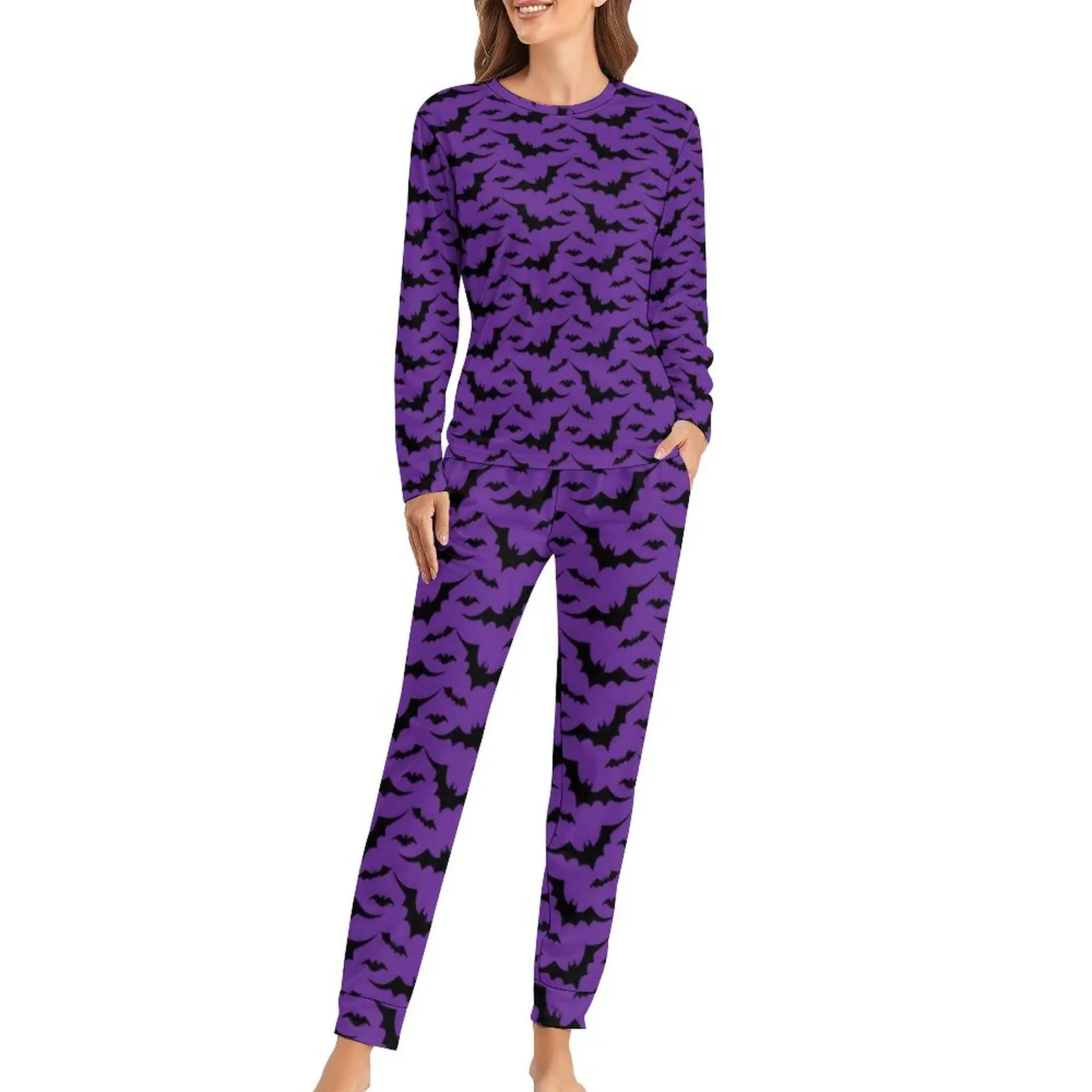 Purple Bat Pajamas Halloween Print Romantic Pajama Sets Women Long Sleeve Casual Nightwear Big Size 5XL 6XL
Purple Bat Pajamas Halloween Print Romantic Pajama Sets Women Long Sleeve Casual Nightwear Big Size 5XL 6XL