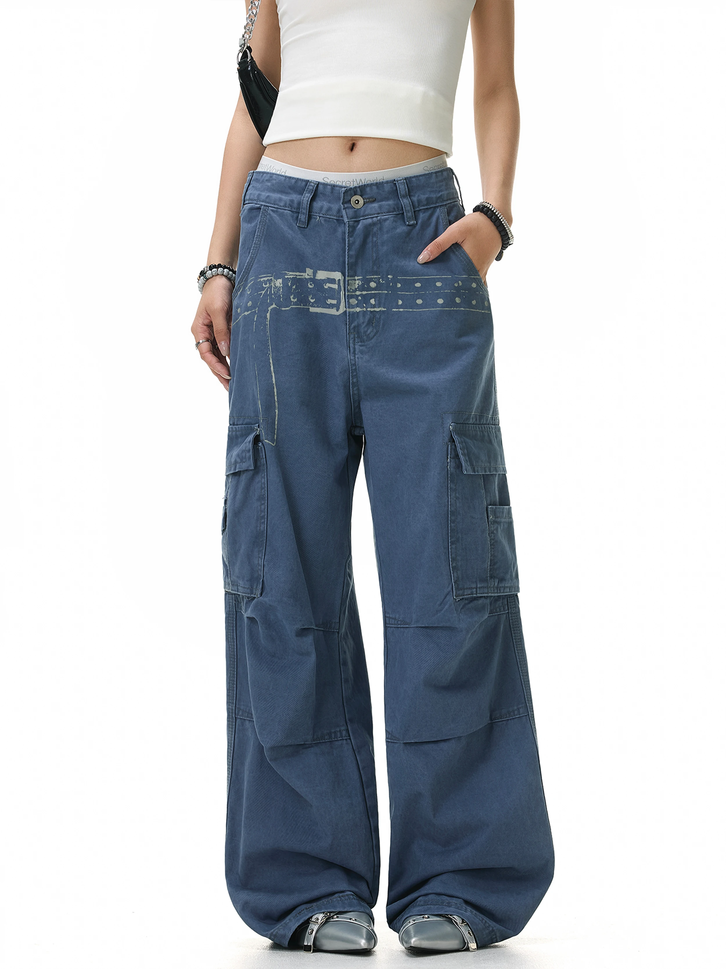 Retro American Waist Belt Printed Work Trousers Men's Loose Casual Multi-Pocket Design Straight Leg Long Trousers
Retro American Waist Belt Printed Work Trousers Men's Loose Casual Multi-Pocket Design Straight Leg Long Trousers