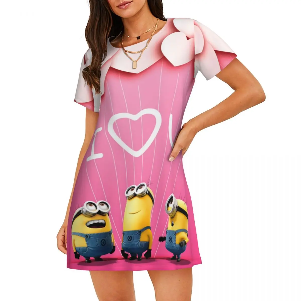 Custom Movie S-Minions Women's Short-Sleeved Nightdress Printed Big Eye Short Sleeve Nightgowns For Walking Vacations Nightgowns
Custom Movie S-Minions Women's Short-Sleeved Nightdress Printed Big Eye Short Sleeve Nightgowns For Walking Vacations Nightgowns
