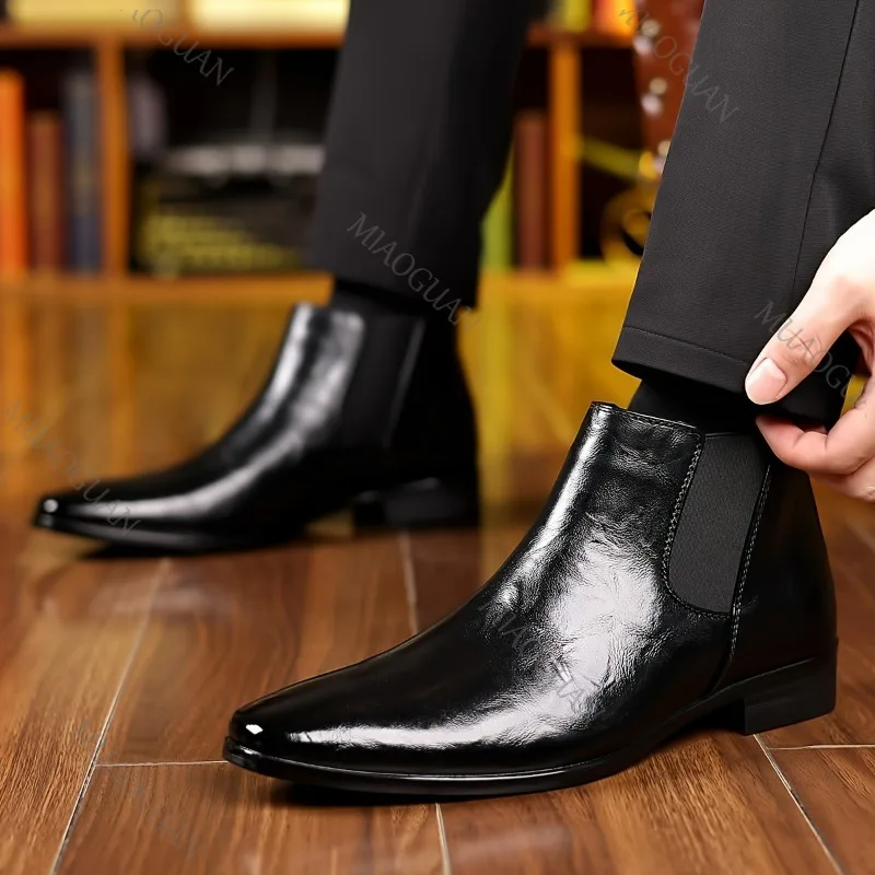 Fashion Men Boots Leather Chelsea Boots Luxury Pointed Toe Male Dress Shoes High Top Slip on Casual Footwears Ankle Booties
Fashion Men Boots Leather Chelsea Boots Luxury Pointed Toe Male Dress Shoes High Top Slip on Casual Footwears Ankle Booties