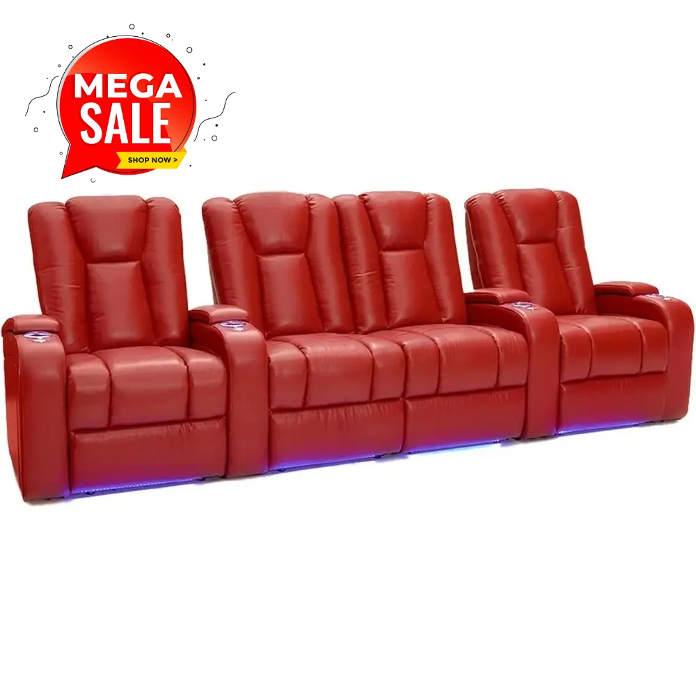 Power Recline Theater Seating with Tray Tables, Arm Storage, and LED Lighting for Living Room (4-Seat Loveseat, Red)
Power Recline Theater Seating with Tray Tables, Arm Storage, and LED Lighting for Living Room (4-Seat Loveseat, Red)