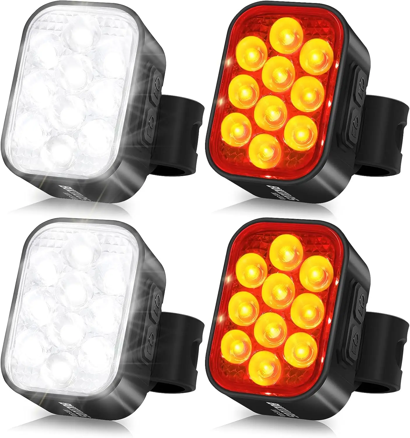 Передние и задние велосипедные фонари, 10 светодиодов, перезаряжаемых через USB, 8+9 режимов, водонепроницаемость IPX6, срок службы батареи 35 часов
Передние и задние велосипедные фонари, 10 светодиодов, перезаряжаемых через USB, 8+9 режимов, водонепроницаемость IPX6, срок службы батареи 35 часов