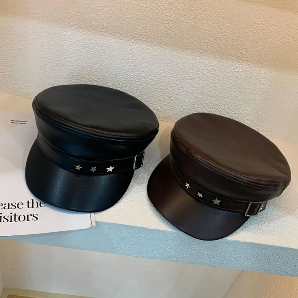 Fashion Star Pu Leather Beret British Style Newsboy Cap Octagonal Hat Captain Cap Korean Style Painter Hat Outdoor
Fashion Star Pu Leather Beret British Style Newsboy Cap Octagonal Hat Captain Cap Korean Style Painter Hat Outdoor