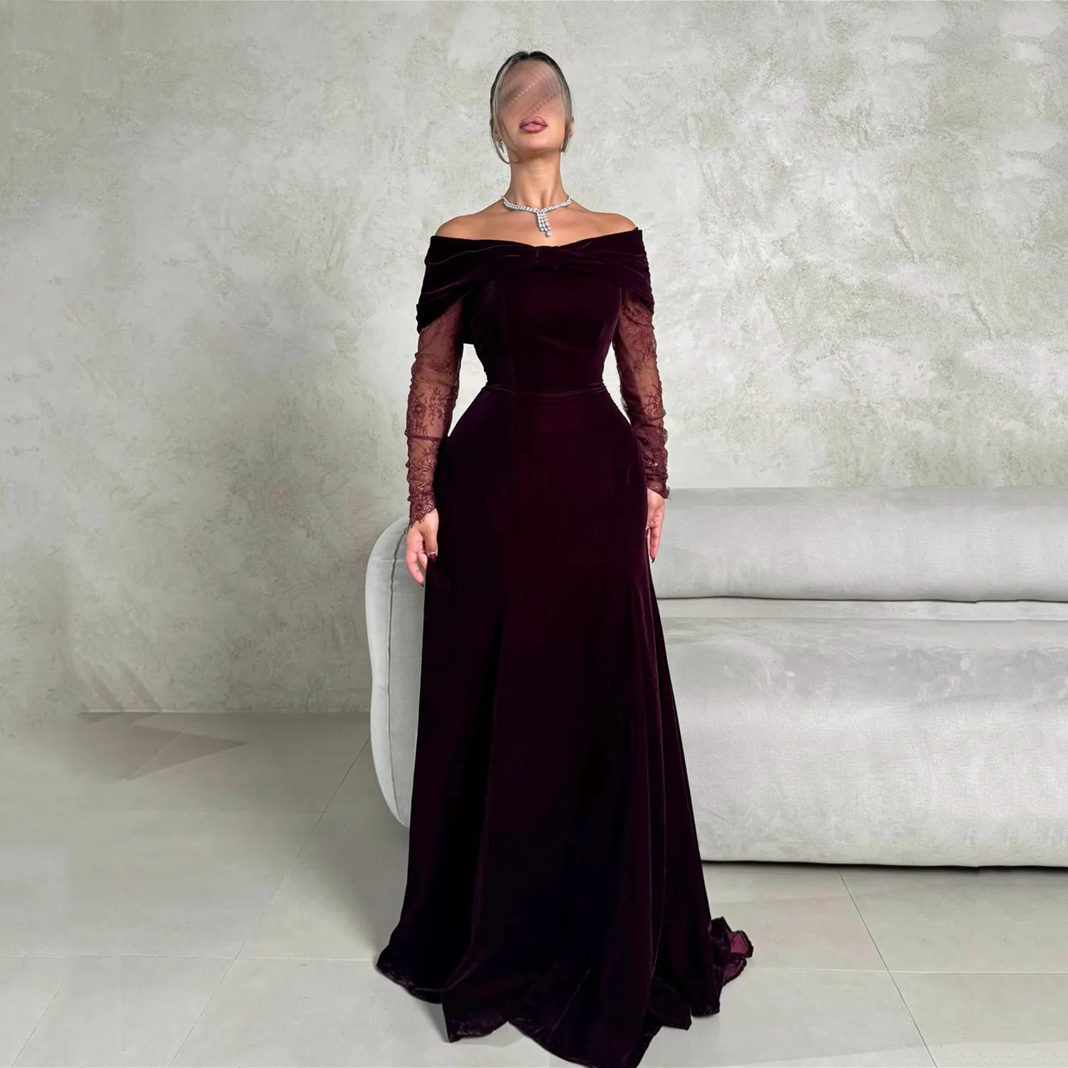 Lucy Velvet Dresses Gala Off the Shoulders Women Evening Dress Customized Vestidos De Festa Dresses for Special Occasions Lace
Lucy Velvet Dresses Gala Off the Shoulders Women Evening Dress Customized Vestidos De Festa Dresses for Special Occasions Lace