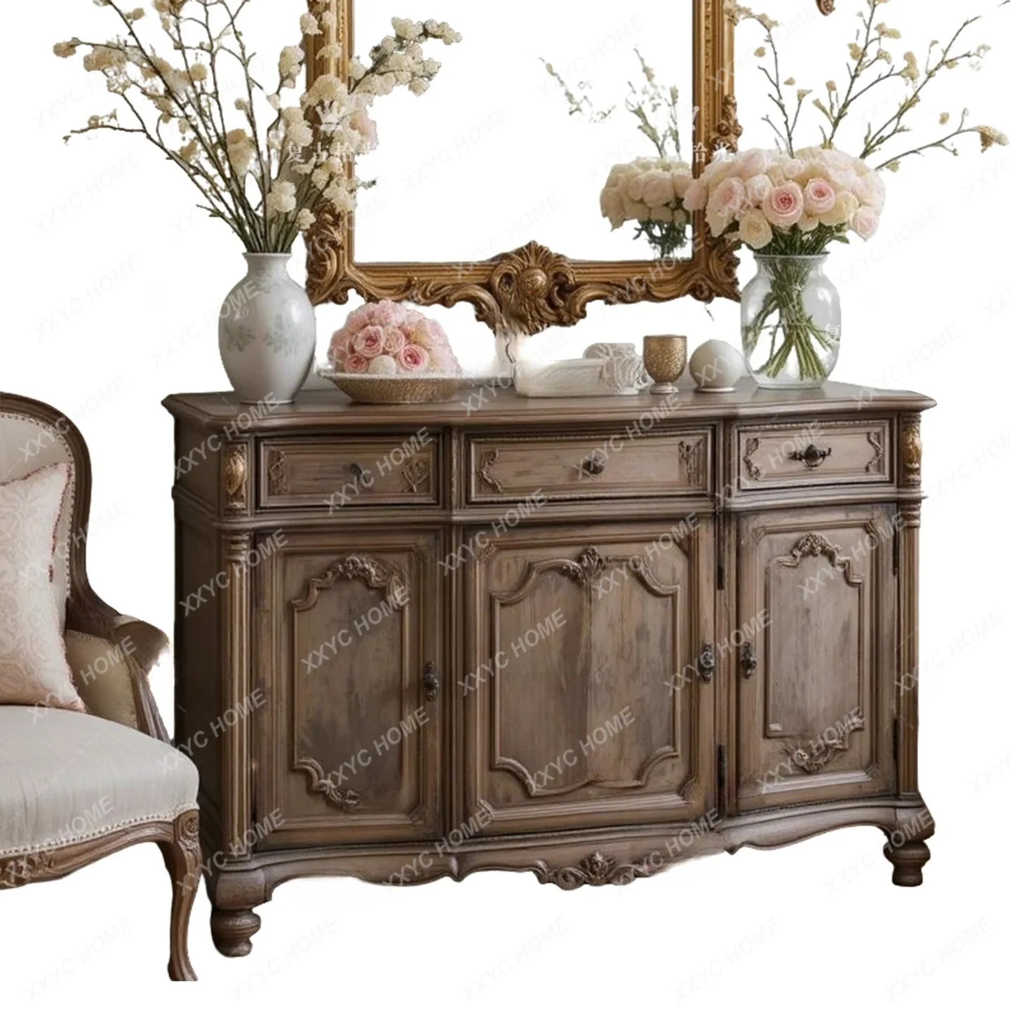 Retro light picking solid wood carving flower porch cabinet old decorative cabinet living room locker ash wood
Retro light picking solid wood carving flower porch cabinet old decorative cabinet living room locker ash wood