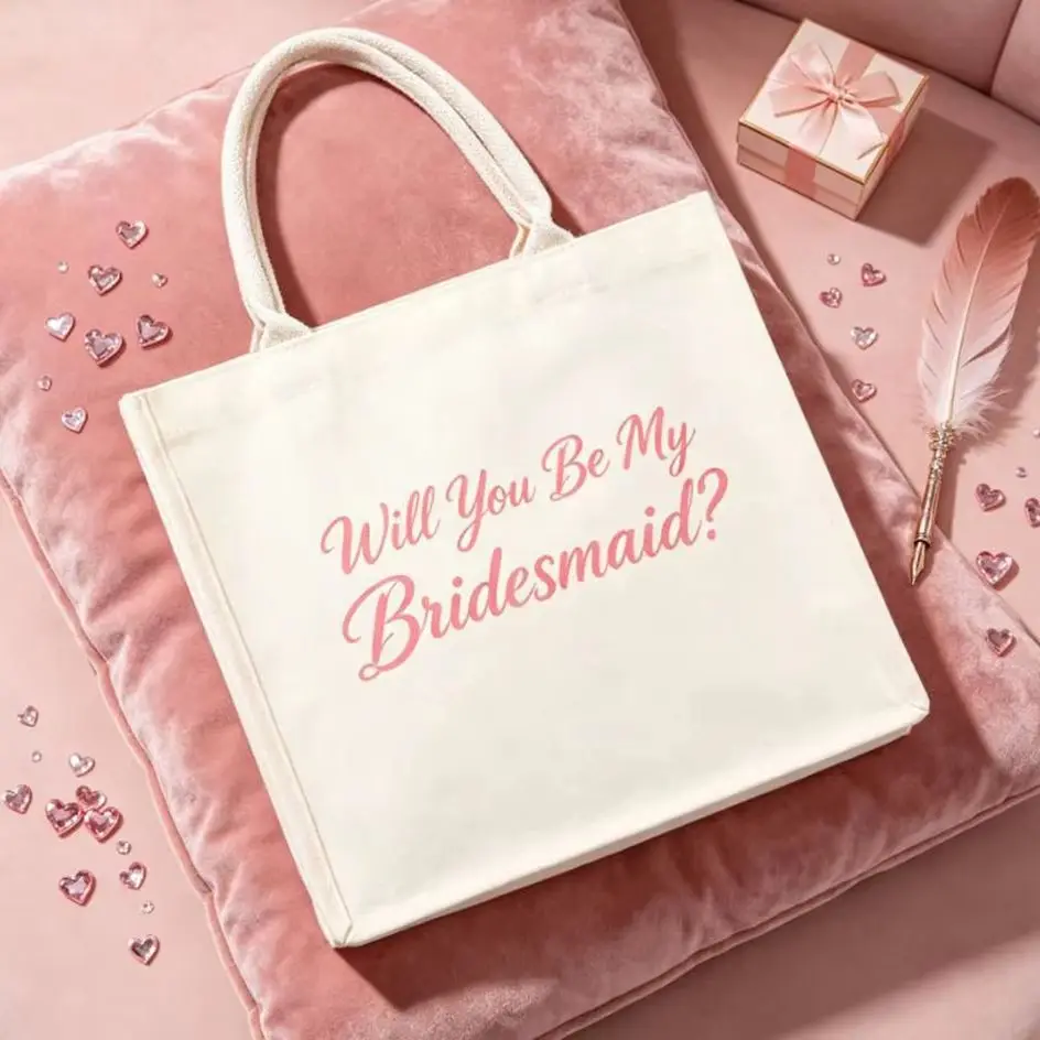 Custom Bridesmaid Proposal Tote Bag Free Print Personalized with Will You Be My Bridesmaid Lightweight Canvas for Wedding Party
Custom Bridesmaid Proposal Tote Bag Free Print Personalized with Will You Be My Bridesmaid Lightweight Canvas for Wedding Party