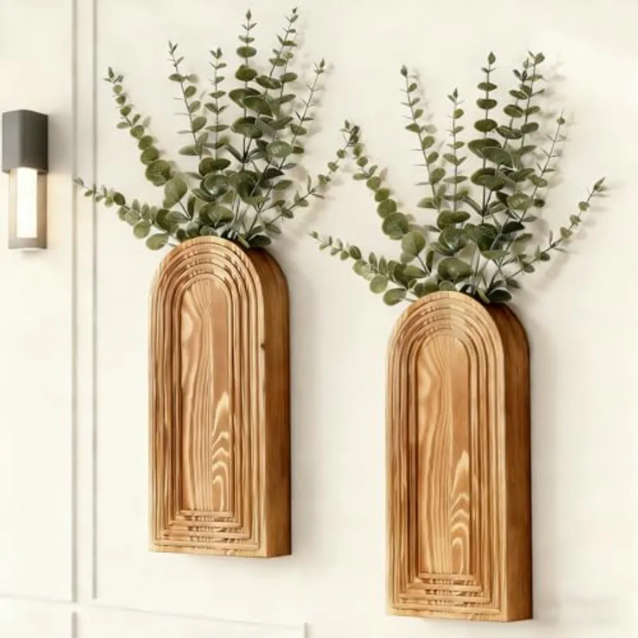 2 Pack Wooden Wall Vase Set, Boho Hanging Planter for Indoor Plants and Flowers, Wood Wall-Mounted Planters for Living Room, Mo
2 Pack Wooden Wall Vase Set, Boho Hanging Planter for Indoor Plants and Flowers, Wood Wall-Mounted Planters for Living Room, Mo
