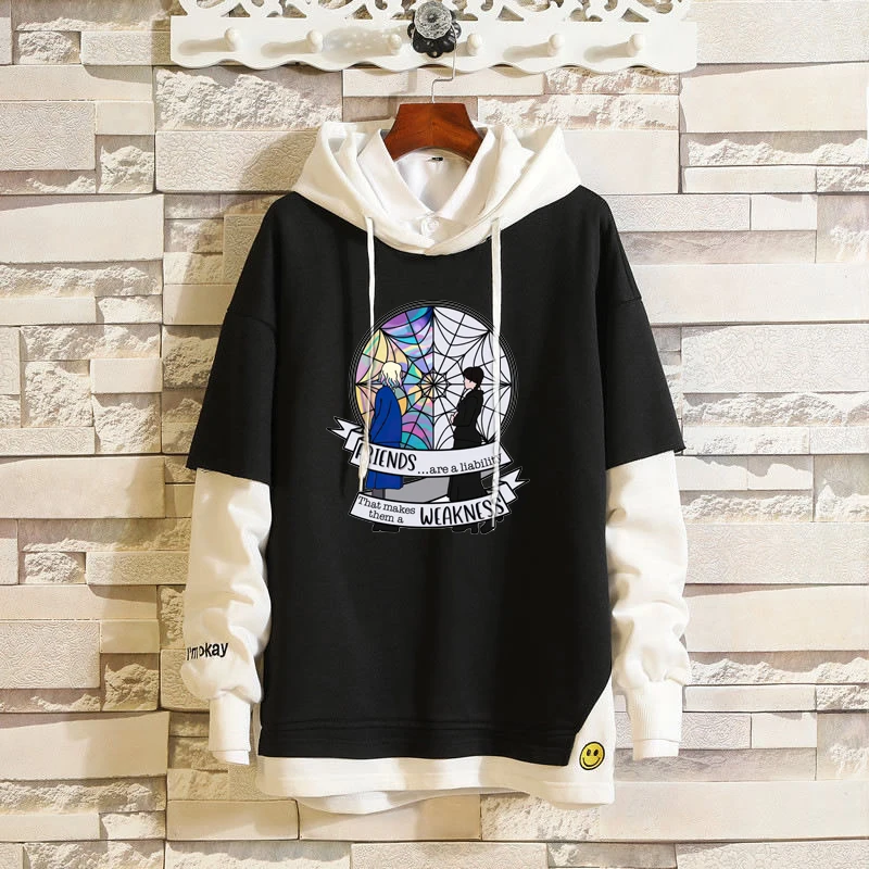 Wednesday Addams Nevermore Academy Hoodie Men's Cardigan Sweatshirts Harajuku Oversized Fake Two Coats Hoodies Men's Wear 2023
Wednesday Addams Nevermore Academy Hoodie Men's Cardigan Sweatshirts Harajuku Oversized Fake Two Coats Hoodies Men's Wear 2023