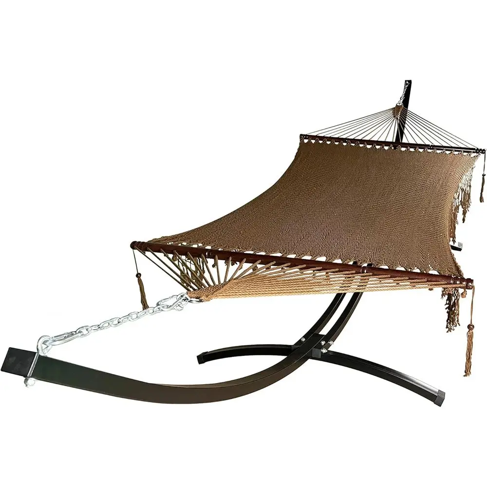15ft Dual-Purpose Sturdy Steel Arc Hammock Stand with Premium 2-Person Woven Brown Rope Hammock, 450 lbs Capacity
15ft Dual-Purpose Sturdy Steel Arc Hammock Stand with Premium 2-Person Woven Brown Rope Hammock, 450 lbs Capacity