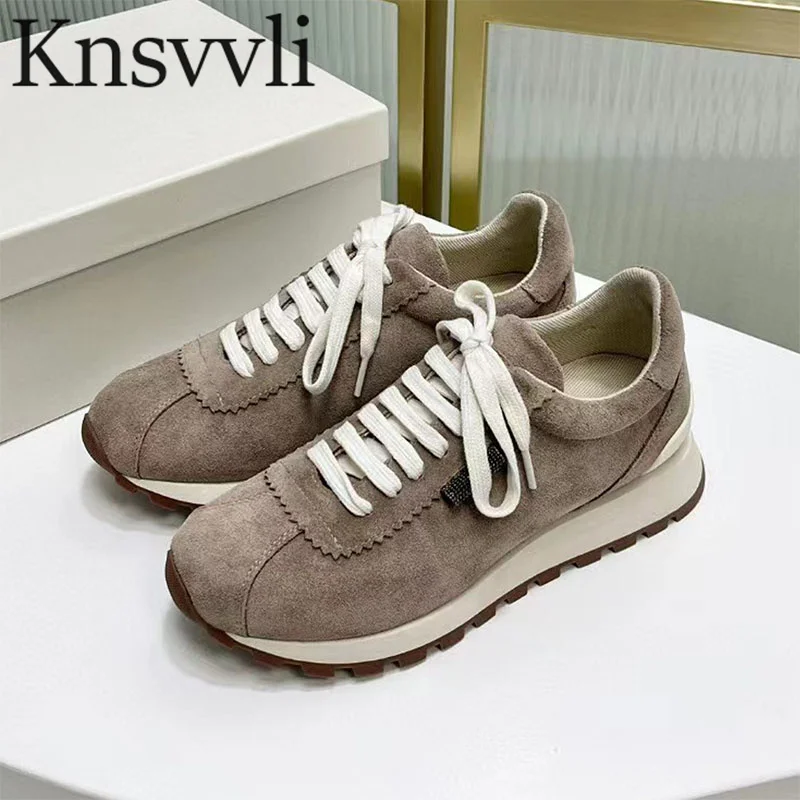 Casual Sneakers Women Chain String Bead Lace Up Round Toe Outdoors Running Shoes Suede Patchwork Leisure Flat Shoes Woman
Casual Sneakers Women Chain String Bead Lace Up Round Toe Outdoors Running Shoes Suede Patchwork Leisure Flat Shoes Woman