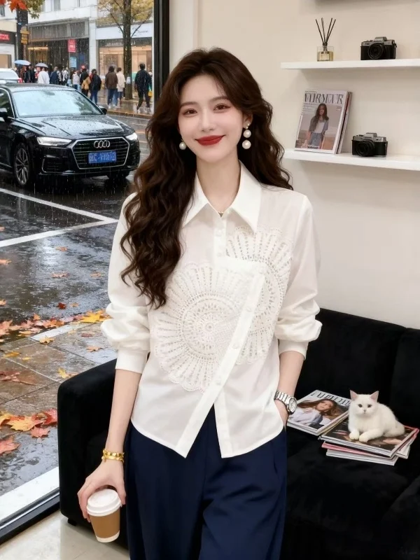 plus Size Faionable White Long Sve Asymmetric Ladies irt Spring 2026 Korean Sle Comfortable Loose Fit Collar
plus Size Faionable White Long Sve Asymmetric Ladies irt Spring 2026 Korean Sle Comfortable Loose Fit Collar