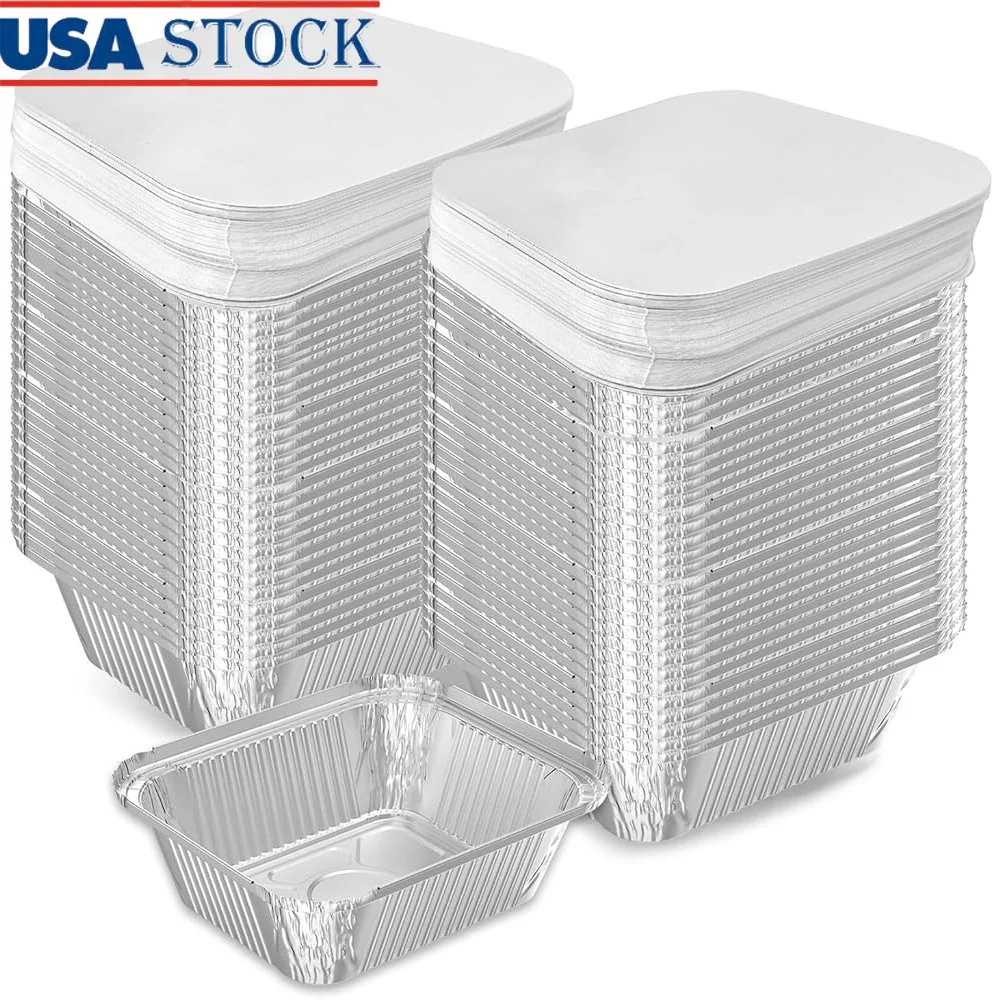 100 Pack Disposable Aluminum Foil Pans Meal Prep Containers with Paper Lids Take Out Catering Baking Roasting Food Serving
100 Pack Disposable Aluminum Foil Pans Meal Prep Containers with Paper Lids Take Out Catering Baking Roasting Food Serving