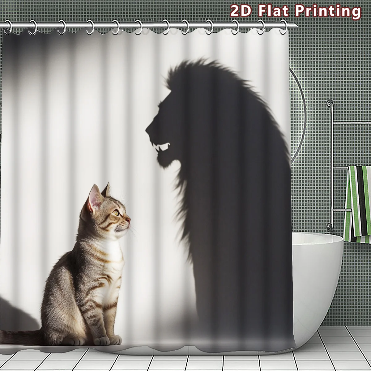 Cute Cat and Giant Lion Shadow Art Shower Curtain Bathroom Home Decor Accent Liner Waterproof 180x180cm
Cute Cat and Giant Lion Shadow Art Shower Curtain Bathroom Home Decor Accent Liner Waterproof 180x180cm