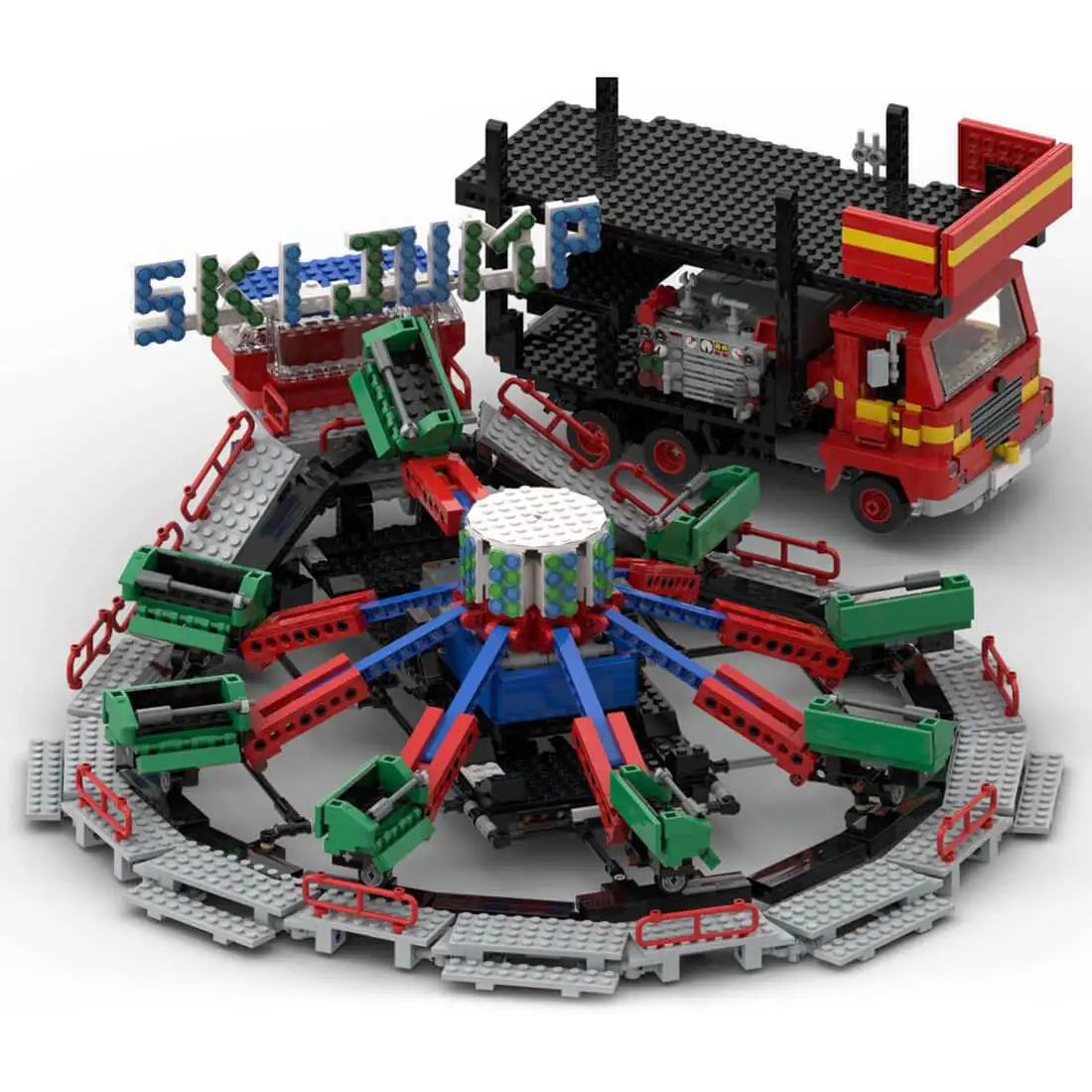 Custom MOC-124475 Fairground Ski Jump Ride Model Street View (2198 Parts) 
Custom MOC-124475 Fairground Ski Jump Ride Model Street View (2198 Parts)