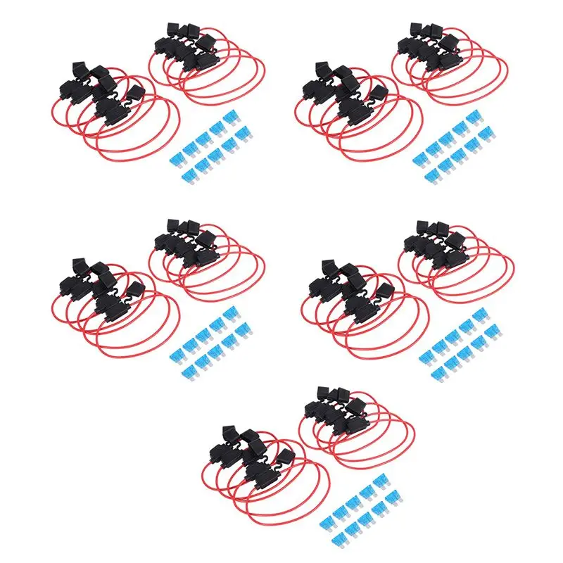 Inline Fuse Holder ATC/ATO 50 Pack Fuse TAP Adapter 16 Gauge 20AMP Blade With 50 Pcs 15 AMP Standard Fuses-A99D
Inline Fuse Holder ATC/ATO 50 Pack Fuse TAP Adapter 16 Gauge 20AMP Blade With 50 Pcs 15 AMP Standard Fuses-A99D