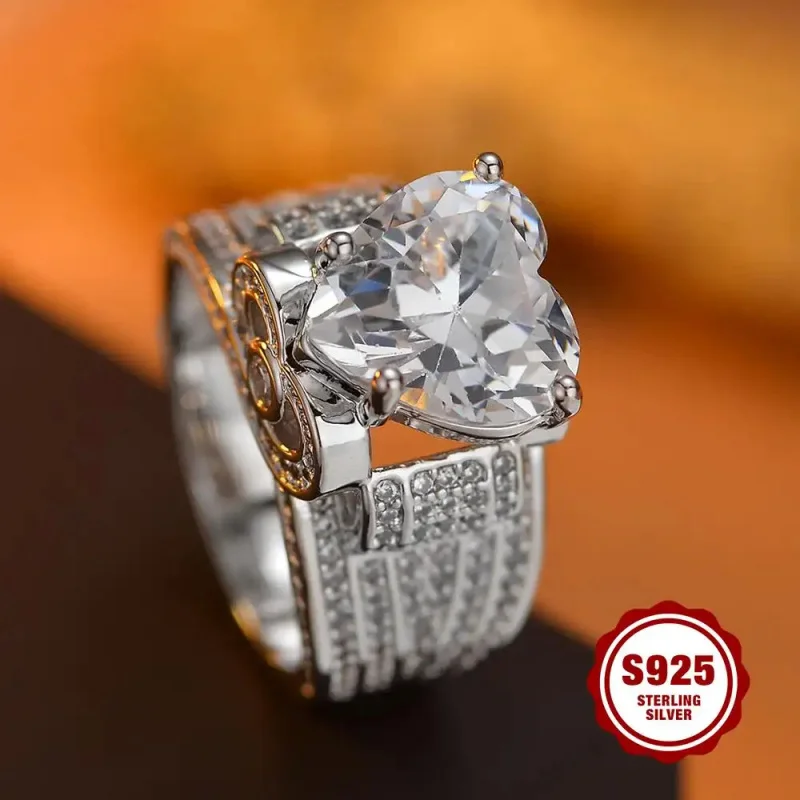 925 Sterling Silver Ring for Women Heart Zircon Engagement Wedding Jewelry Gift for Her
925 Sterling Silver Ring for Women Heart Zircon Engagement Wedding Jewelry Gift for Her