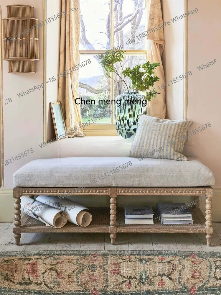 American retro solid wood shoe changing stool French entry bench bedroom bedside stool upholstered removable and washable
American retro solid wood shoe changing stool French entry bench bedroom bedside stool upholstered removable and washable