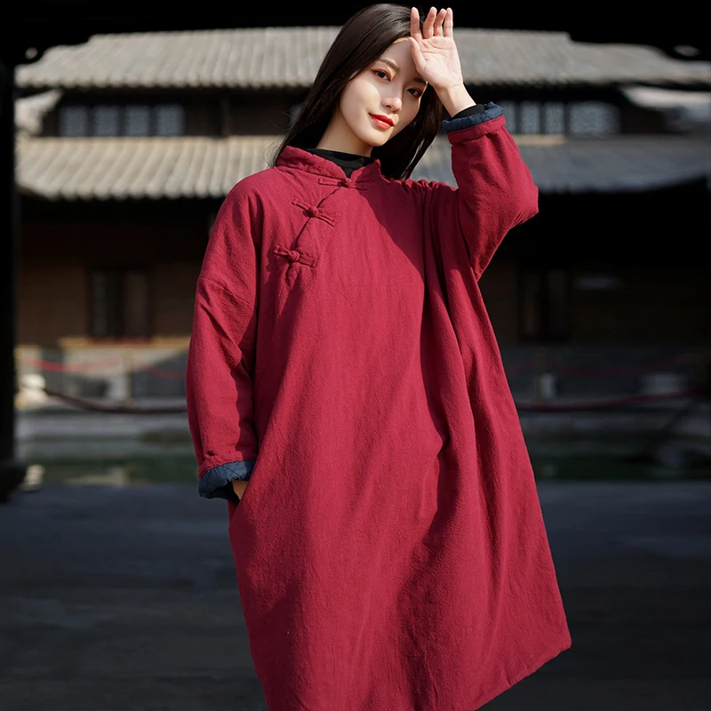 Retro Women's Mid-Length Cotton Jaet with Cotton Improved Traditional Chinese Sle Stand Collar Autumn Winter Coat
Retro Women's Mid-Length Cotton Jaet with Cotton Improved Traditional Chinese Sle Stand Collar Autumn Winter Coat