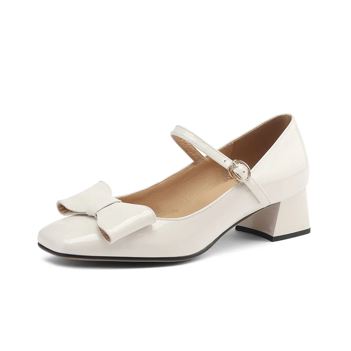 style new beige high heels women's thick heels sheep patent leather square head with Mary Jane single shoes super large size
style new beige high heels women's thick heels sheep patent leather square head with Mary Jane single shoes super large size